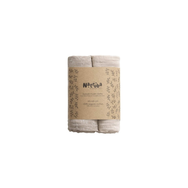 Lot de 2 langes en mousseline de coton bio Crème - Natruba