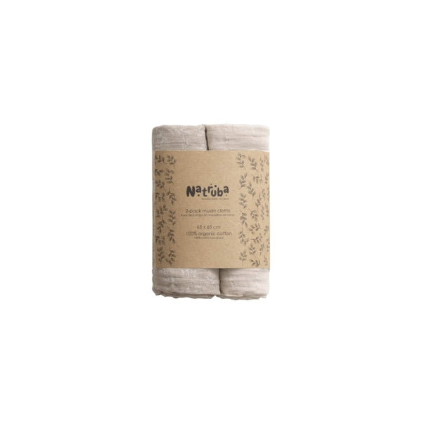 Lot de 2 langes en mousseline de coton bio Crème - Natruba