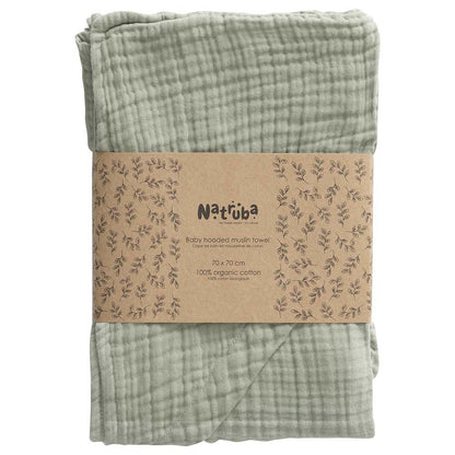 Sortie de bain bébé en mousseline bio Vert - Natruba