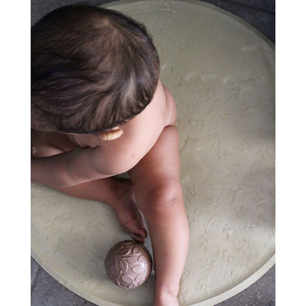 Ronde badmat met bladmotief – Salie