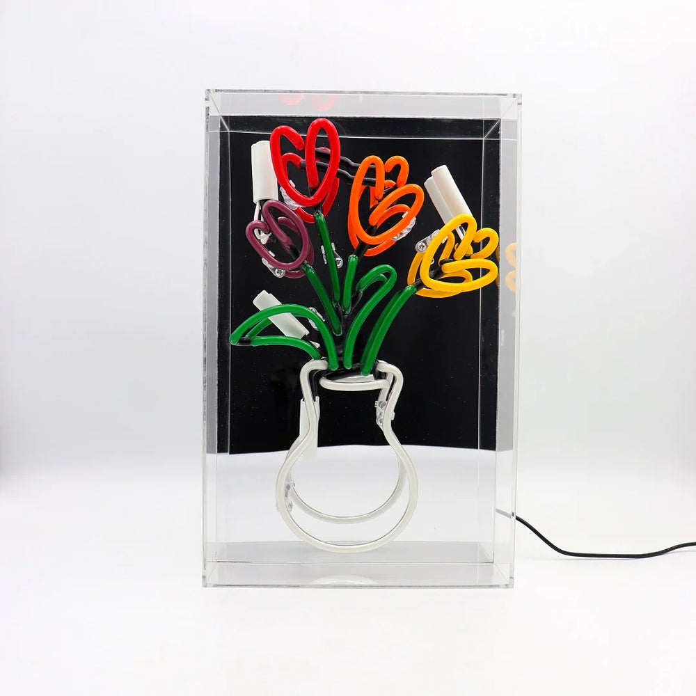 Neon Vase of Tulips