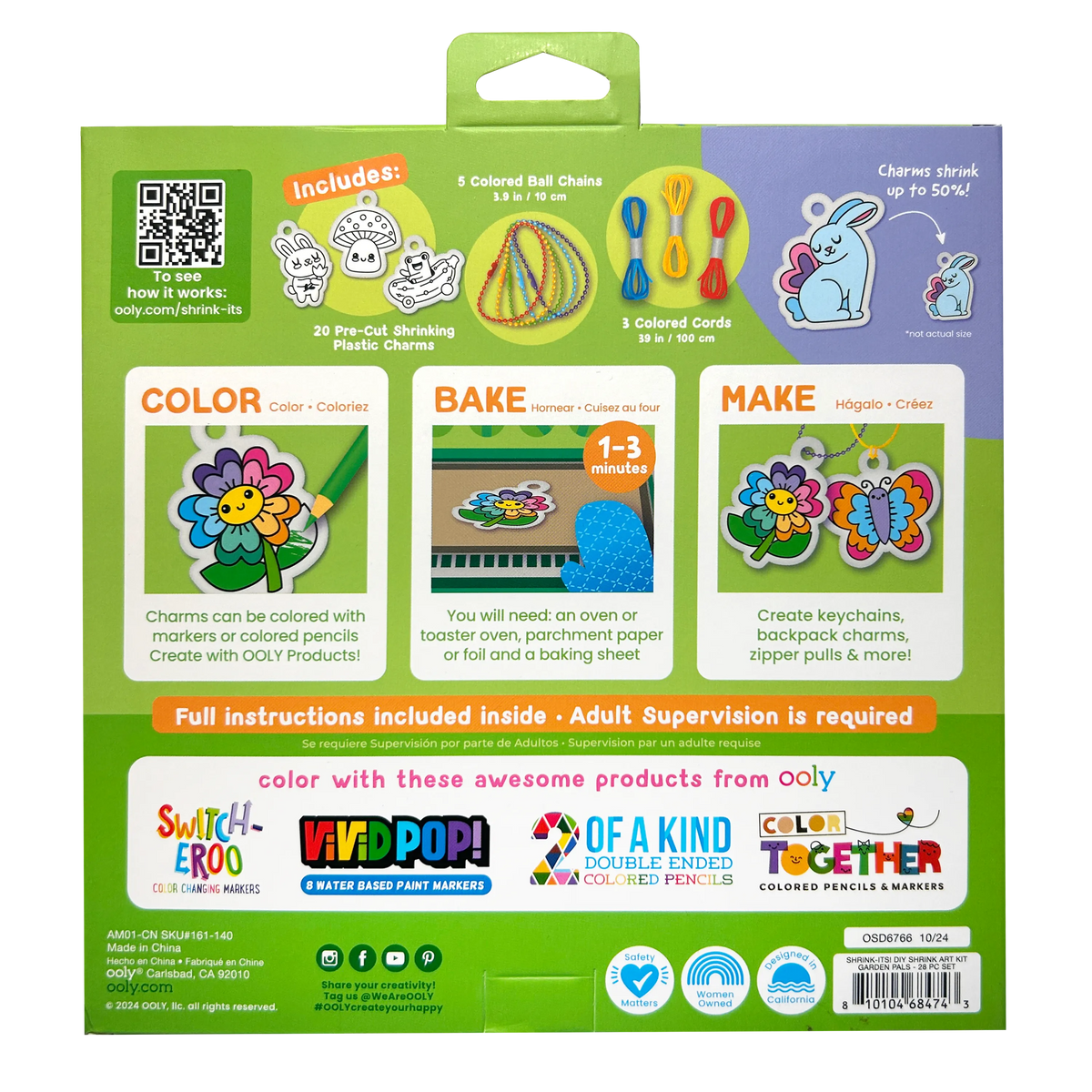 Kit plastique fou Shrink-Its! Amis du jardin – 20 motifs – OOLY