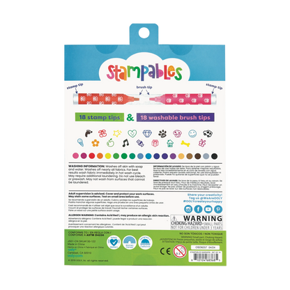 Feutres pinceaux et tampons double pointe Stampables – Lot de 18 – OOLY