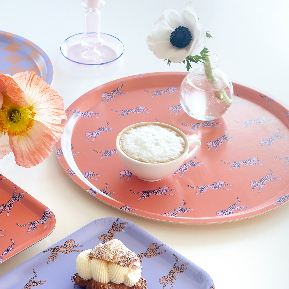 Orange Leopard Round Serving Tray - 38 cm