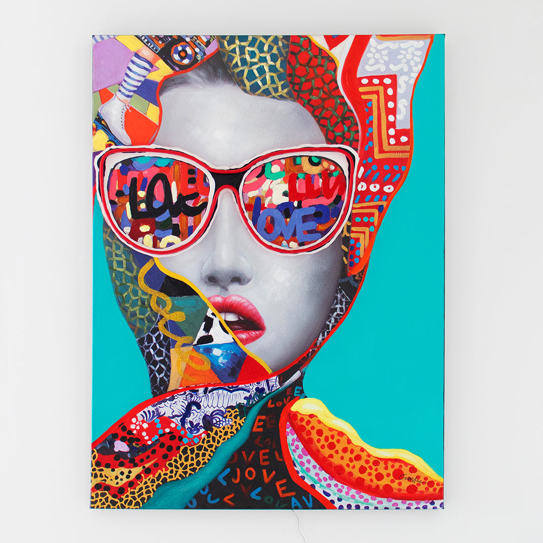 'Chic Woman' Wall Artwork with LED Neon - SMALL
