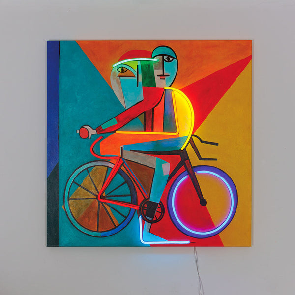 Abstract Cyclist - Wall Mural (LED Neon)