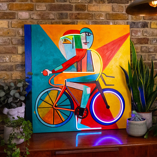 Abstract Cyclist - Wall Mural (LED Neon)