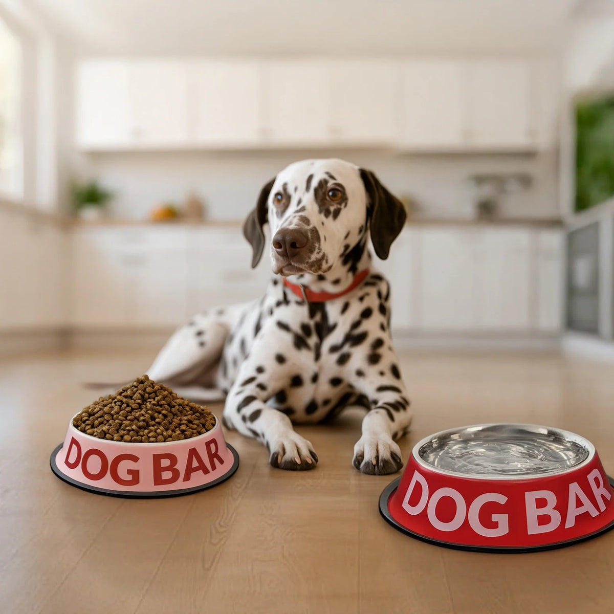 "Dog bar" bowl and water dispenser