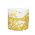 Pot céramique Roseaux, oiseaux, jaune moutarde