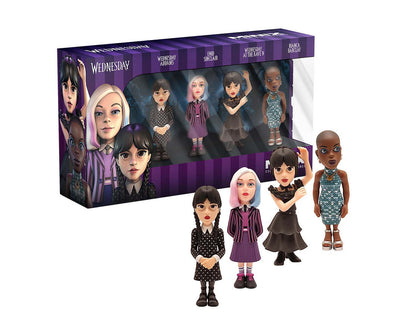 Pack 4 figurines - Wednesday (Mercredi, Mercredi robe de bal, Enid, Bianca)