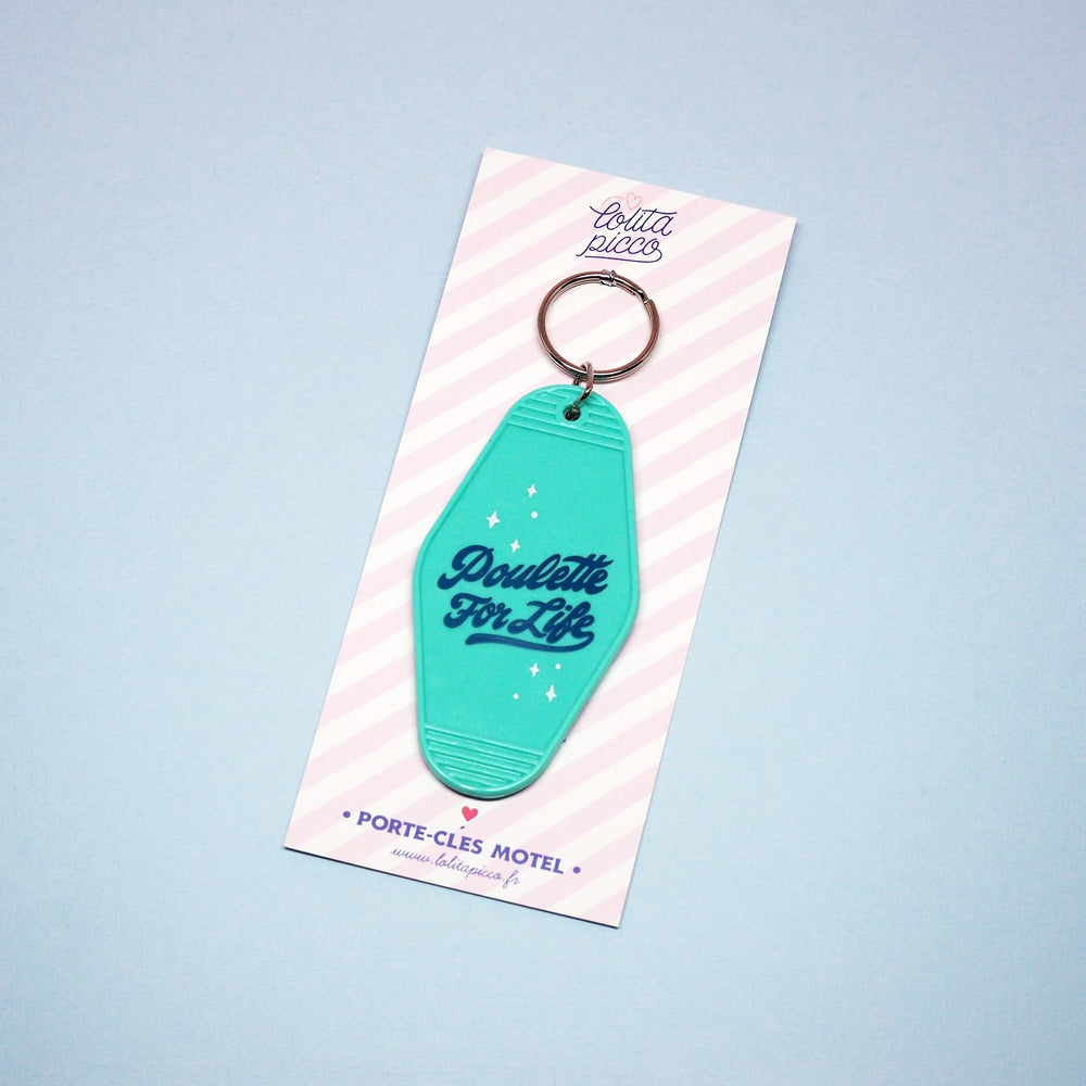 Motel-style keyring “Poulette for Life”