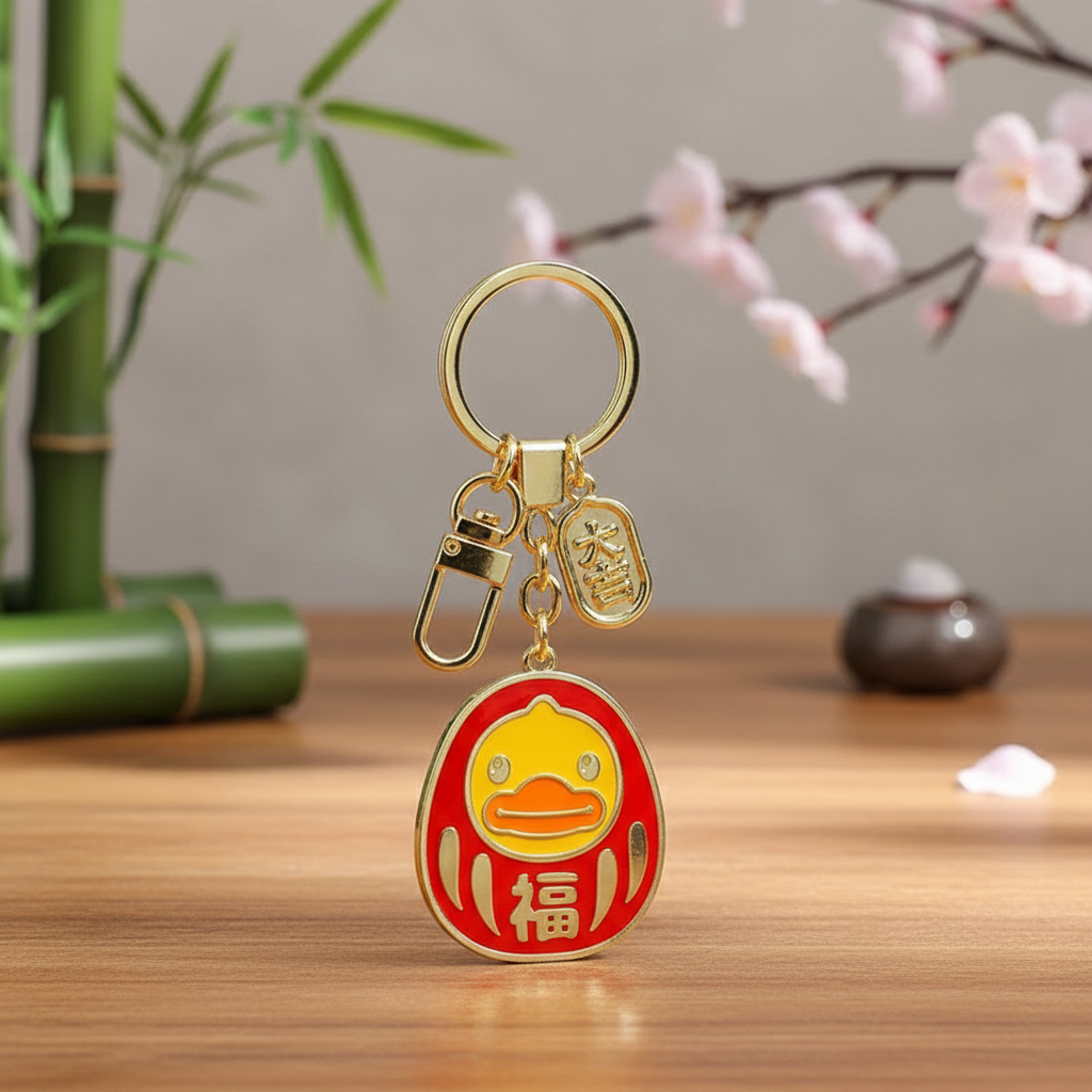 Daruma duck keychain