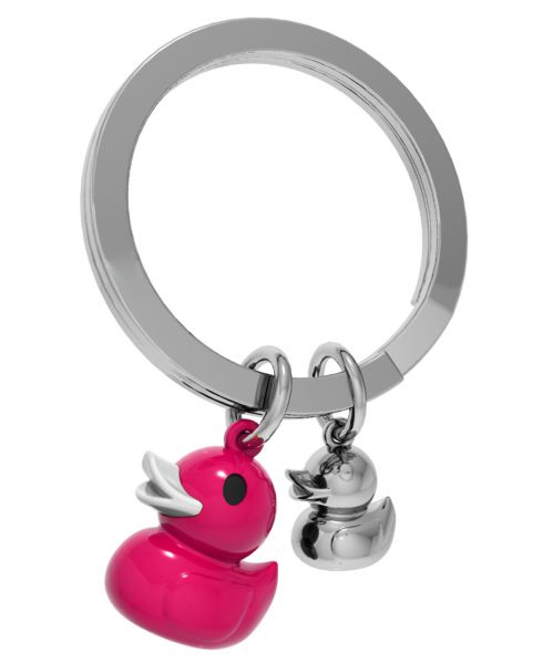 Fuchsia roze eend sleutelhanger