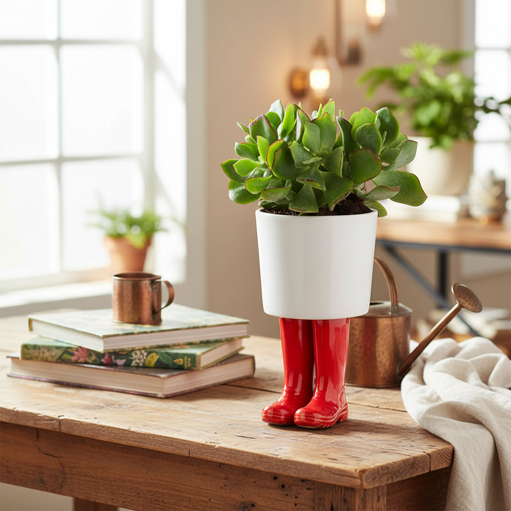 Flower jar Boots Wellington Red