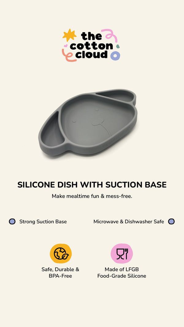 Milo Storm Grey Silicone Suction Plate for Kids