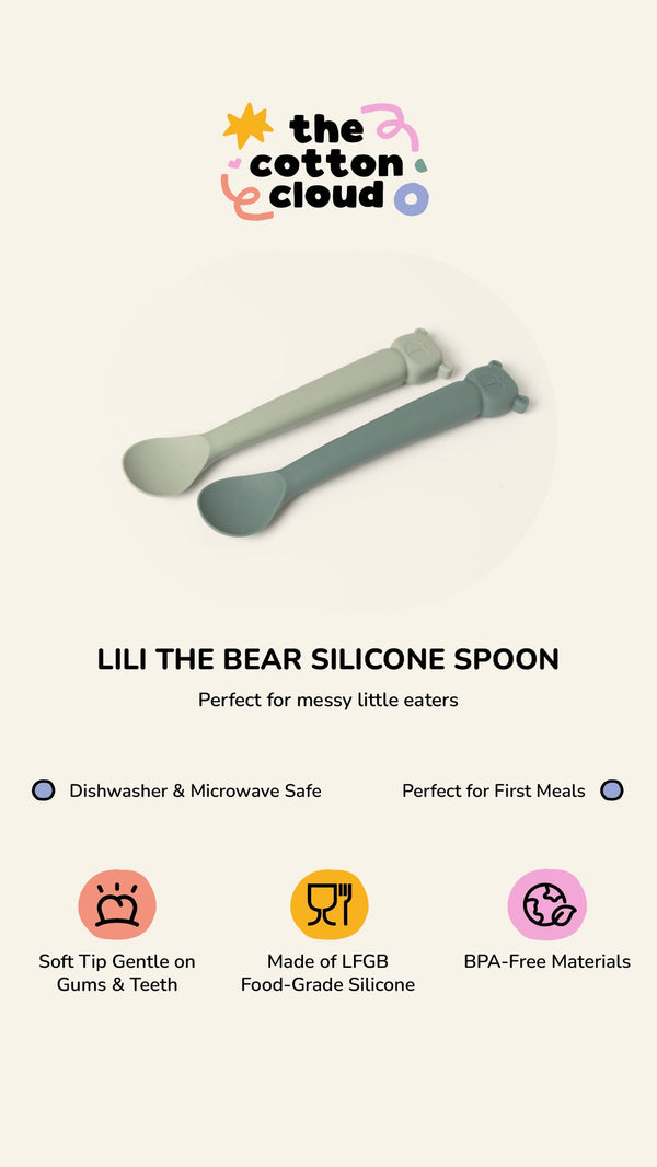 Lili the Bear Silicone Spoon Set Blush/Plum