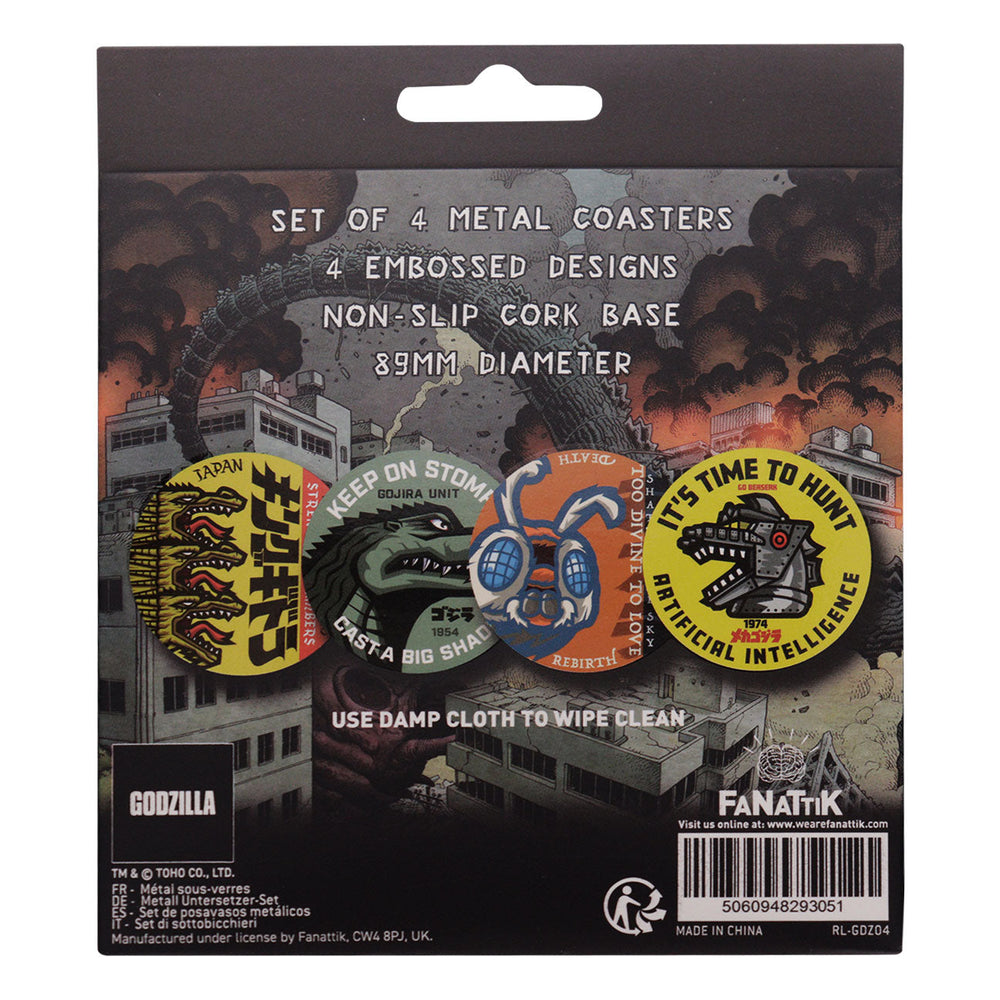 Set de 4 sous-verres métal imprimés Godzilla