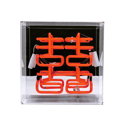'Double Happiness' Glass Neon Sign