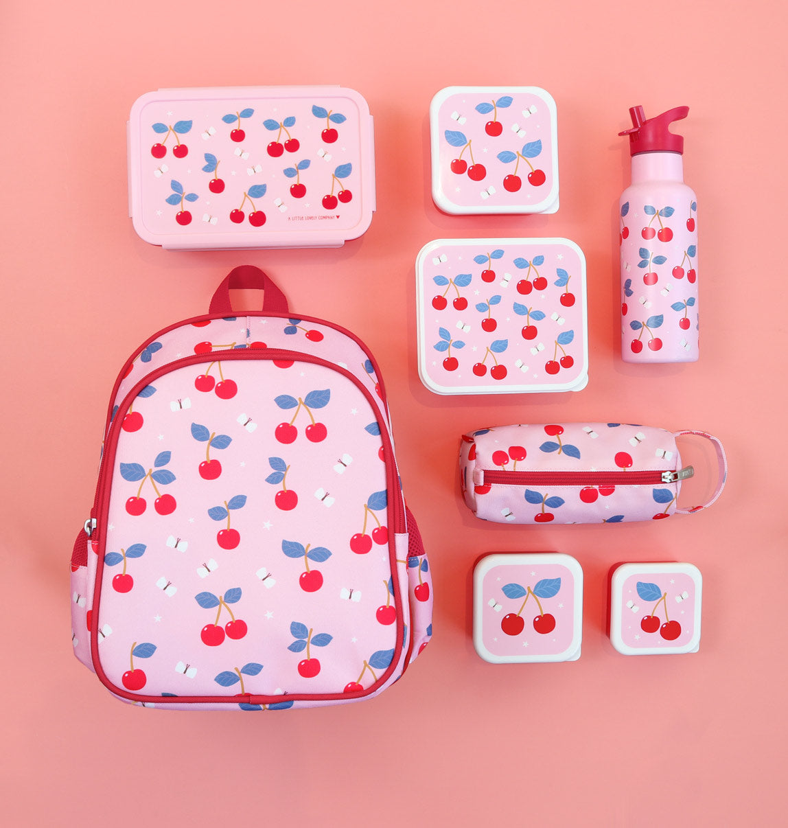 Lot de 4 boîtes repas et goûter - Cerises – vue 6 – A Little Lovely Company