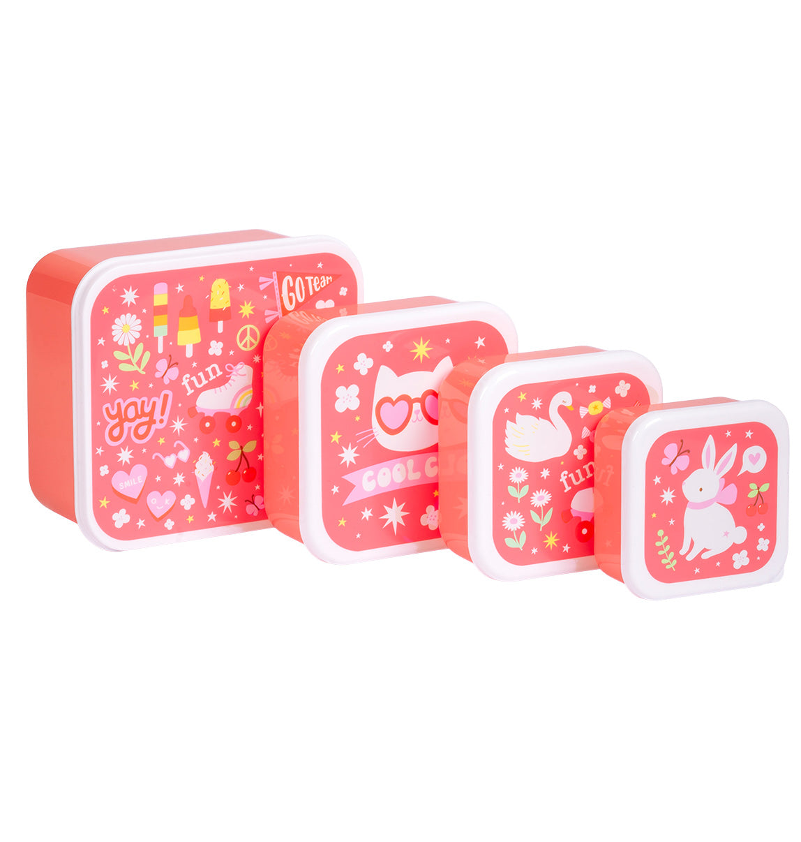 Lot de 4 boîtes repas et goûter - Fun – vue 3 – A Little Lovely Company