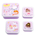Lot de 4 boîtes repas et goûter - Princesses