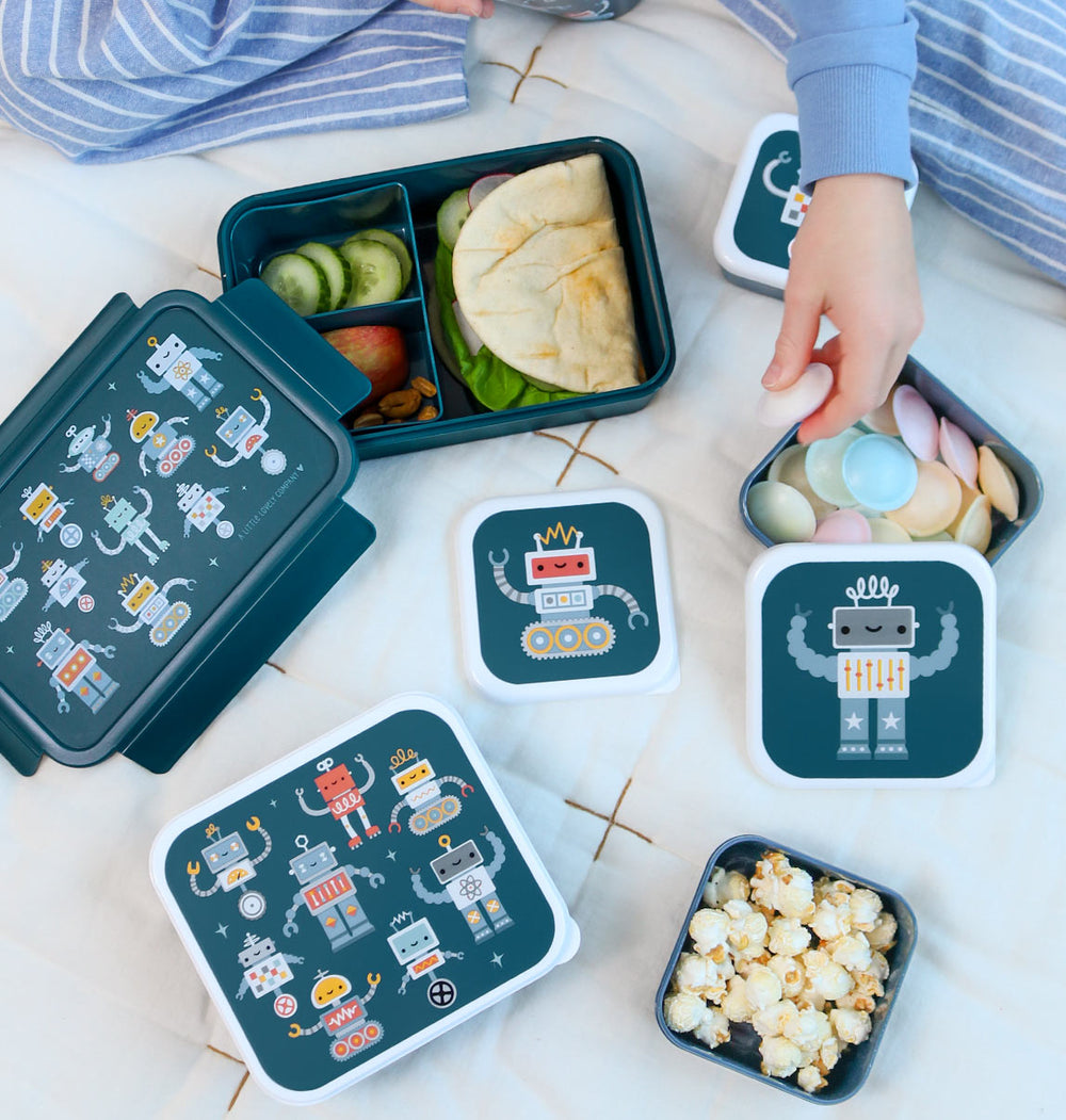Lot de 4 boîtes repas et goûter - Robots
