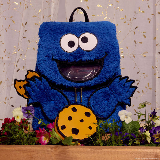 sesame street cookie monster plush cosplay mini backpack with coin bag