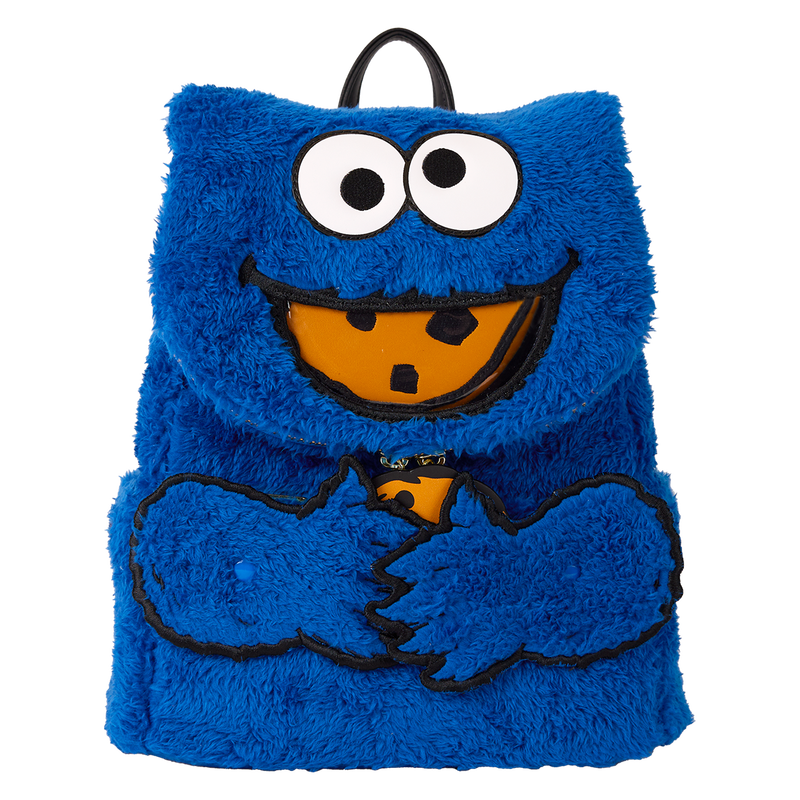 Mini Sac à Dos en Peluche Cookie Monster de Sesame Street avec Porte-monnaie