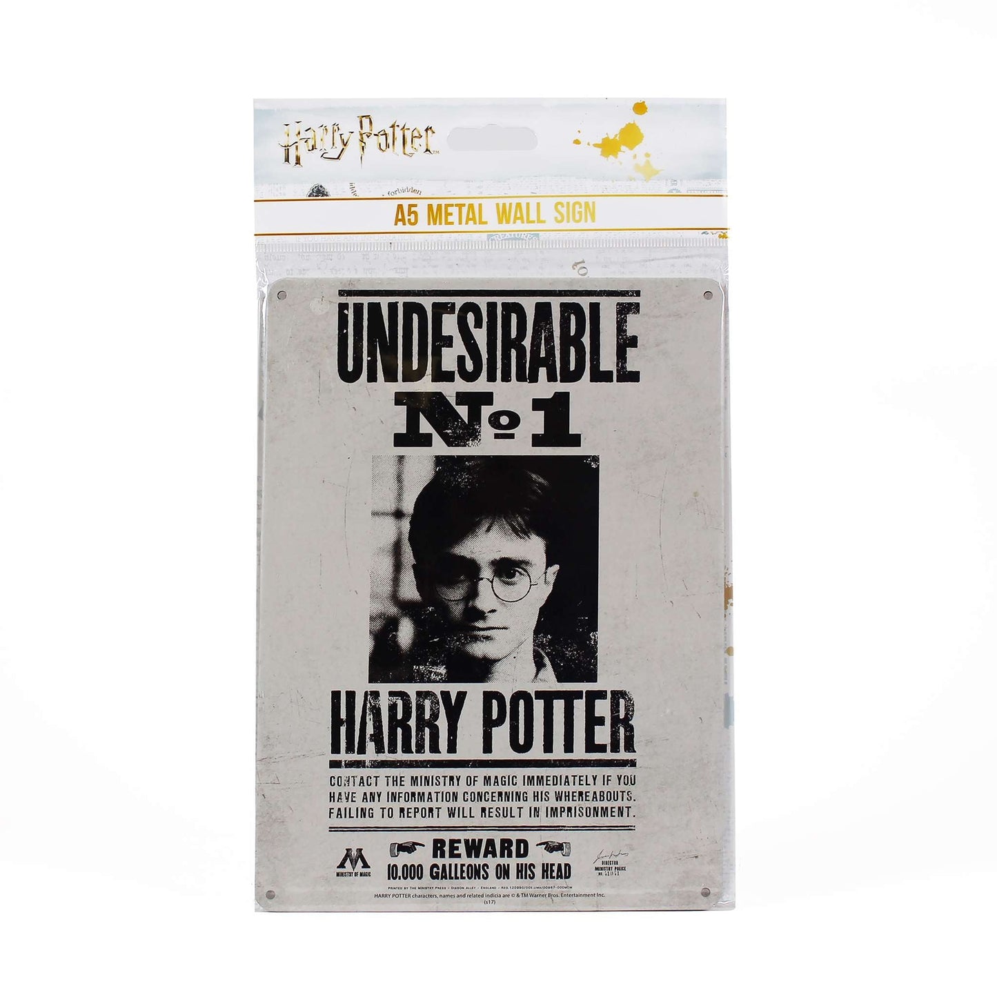 Plaque en métal A5 Harry Potter - Indésirable n° 1