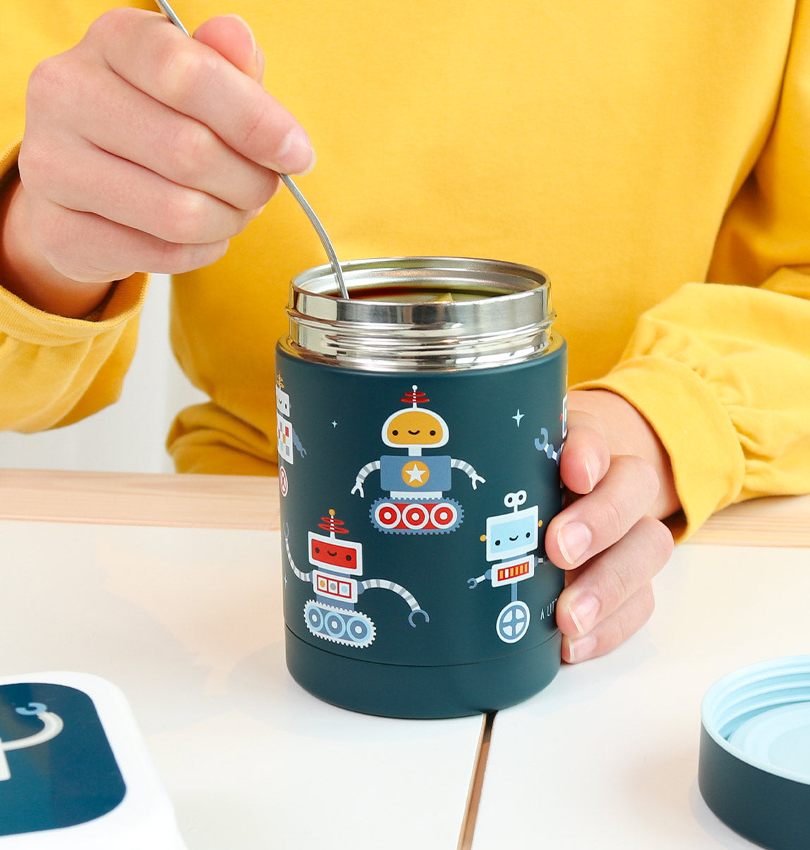 Pot alimentaire isotherme en inox - Robots – vue 2 – A Little Lovely Company