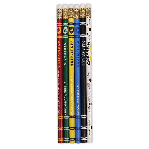 Set of 6 Harry Potter Grey Pencils - Houses 