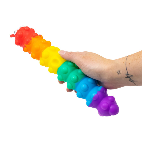 PUSH & SUCTION RAINBOW CATERPILLAR WITH LIGHTS