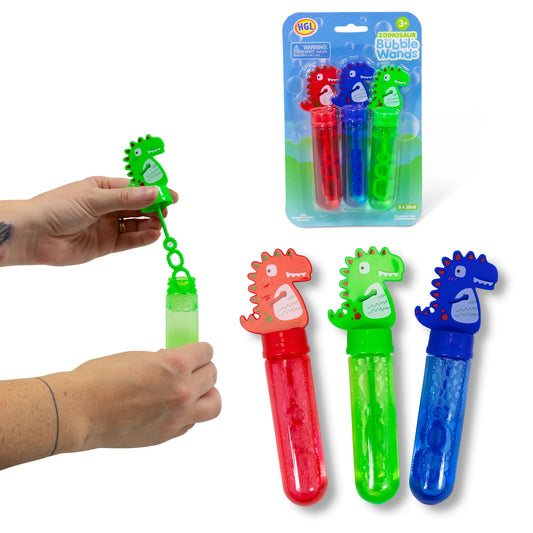 Pack of 3 mini dinosaur bubble rings