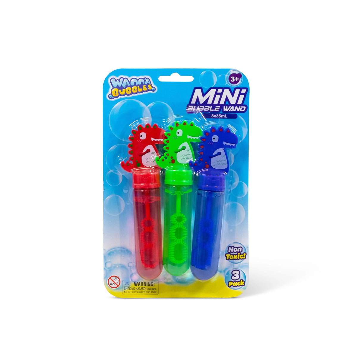 Pack of 3 mini dinosaur bubble rings