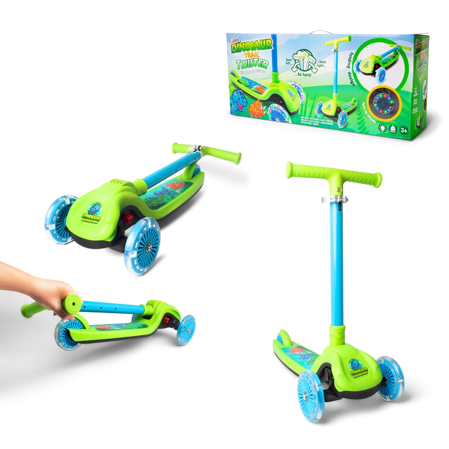 Dinosaur Trail Twist Light-Up Foldable Scooter