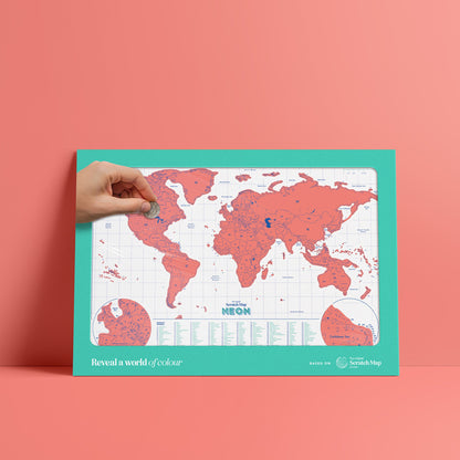 Neon Scratch Map | Coral