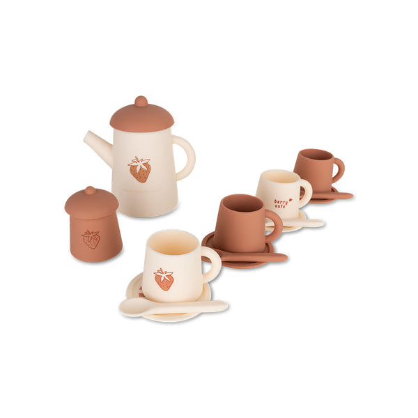 Silicone Tea Set Toys - Red/White - Strawberry Fields
