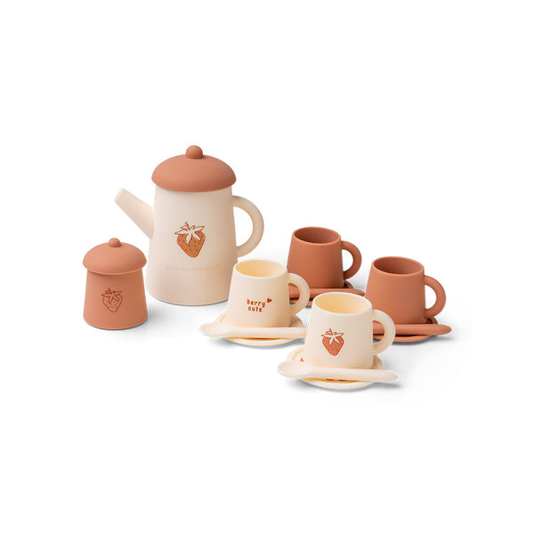 Silicone Tea Set Toys - Red/White - Strawberry Fields