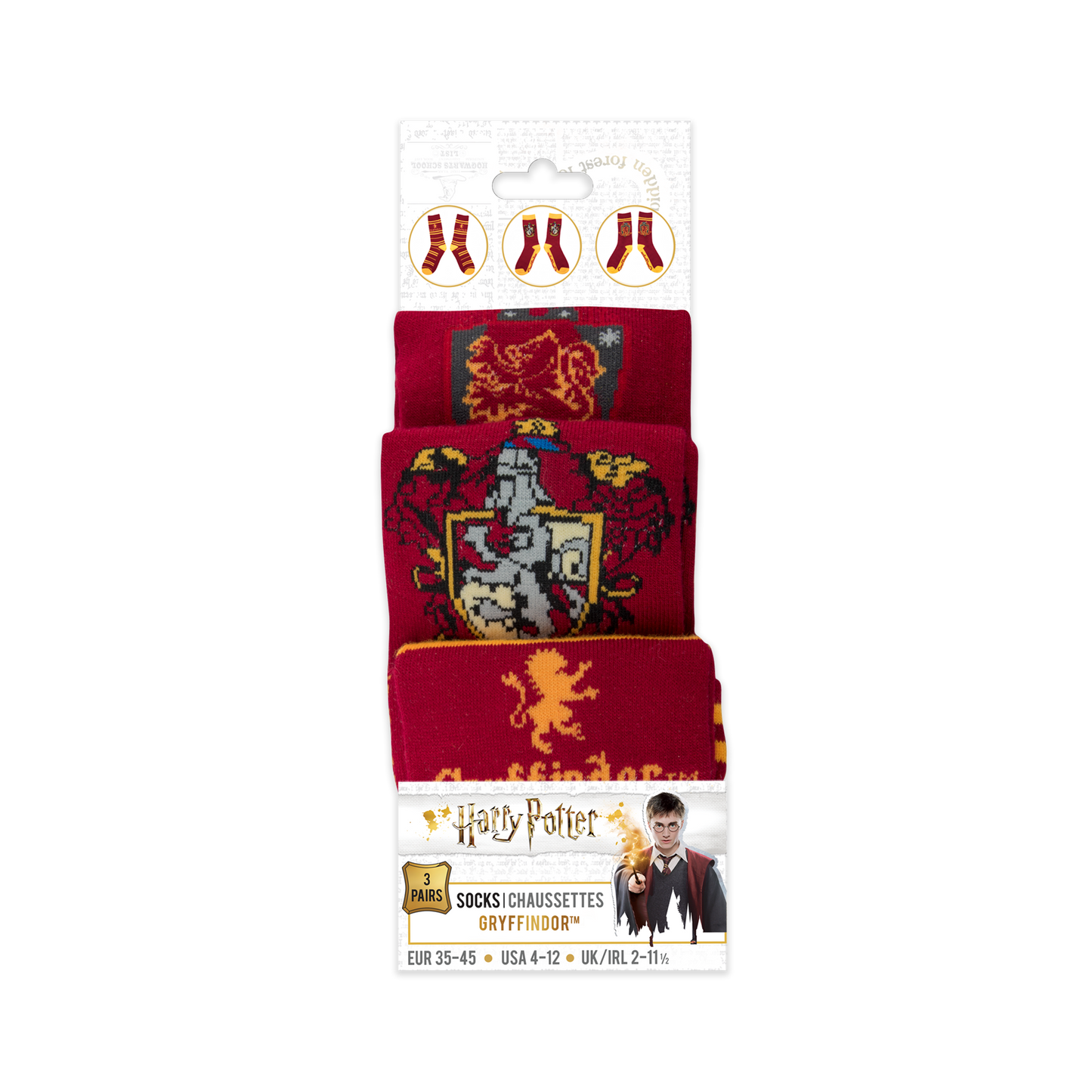 Set of 3 Pairs of Gryffindor Socks