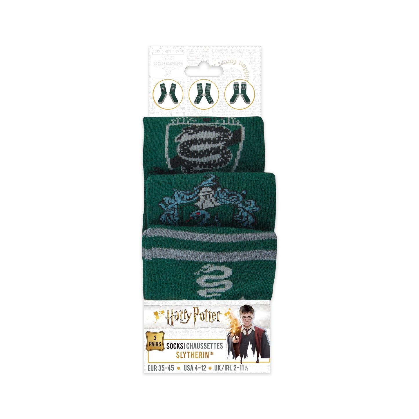 Set of 3 Pairs of Slytherin Socks