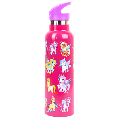 Gourde en acier inoxydable avec paille 600ml – magique licorne