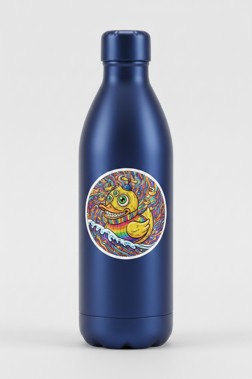 Psychedelic Duck Round Sticker
