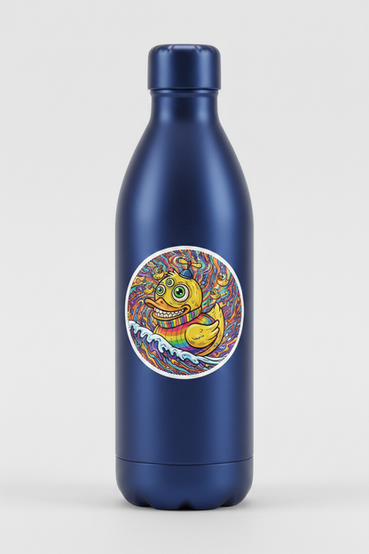 Psychedelic Duck Round Sticker