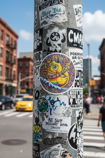 Psychedelic Duck Round Sticker