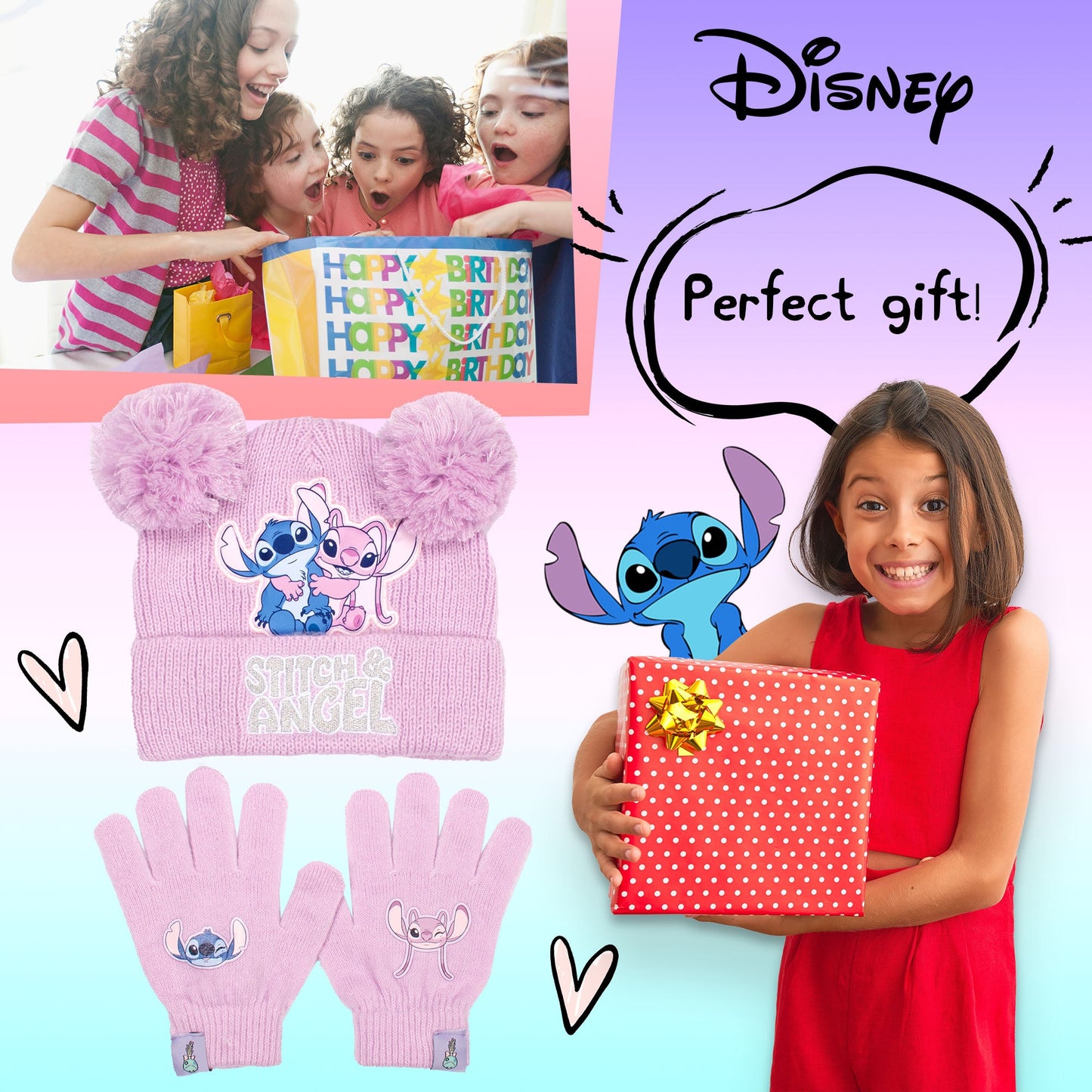 Disney Lilo & Stitch Winter Hat & Gloves Set fille