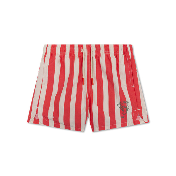 Swim Shorts - Beige/Red - Lobster Stripe - Adult