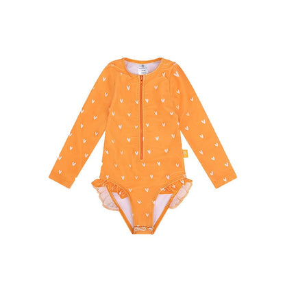 UV Swimsuit Girls With Sleeves - Orange - Orange Kiss'