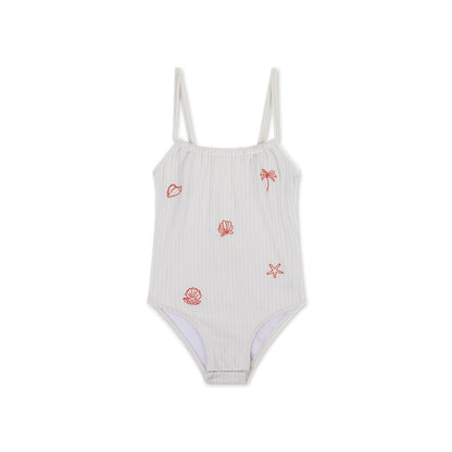 Girls Swimsuit - White - White Pearl