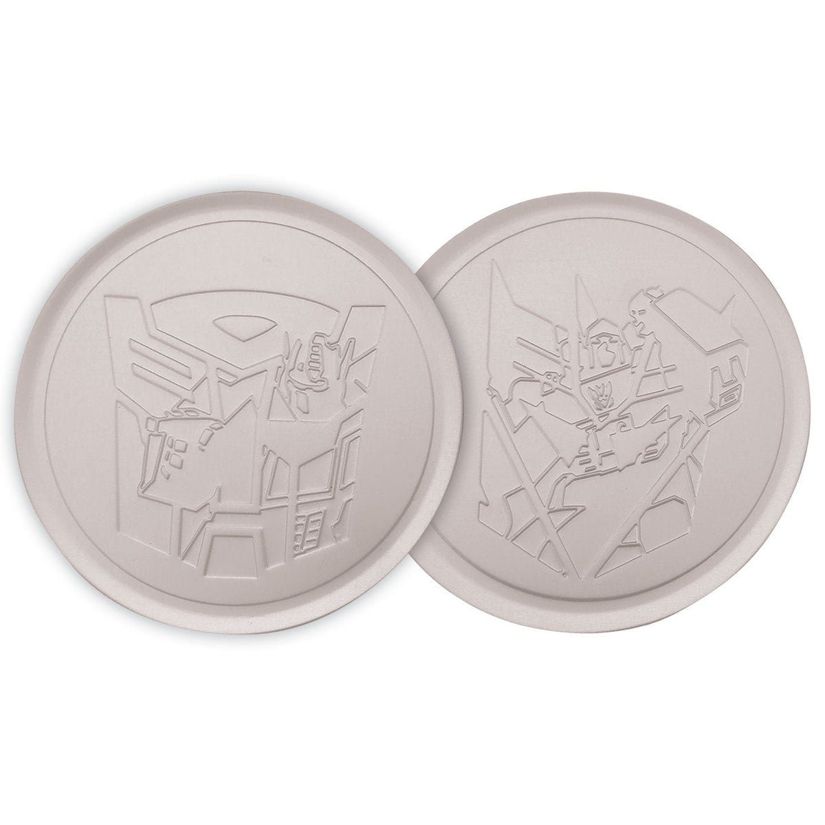 Set of 4 embossed metal Transformers coasters