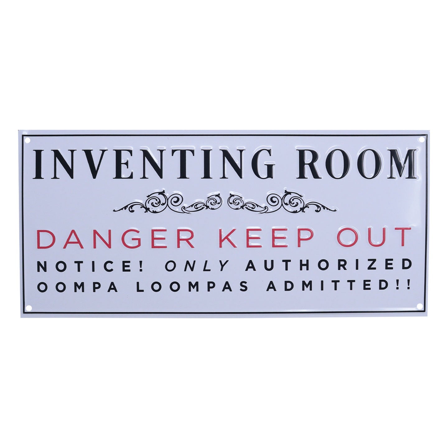 Plaque métal Willy Wonka - Inventing Room